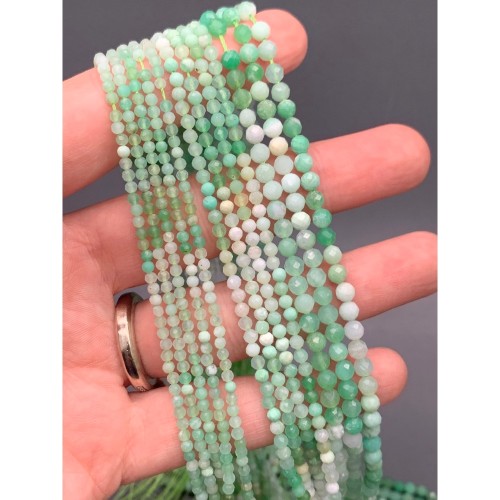 Каменные бусины, Хризопраз, люкс, шарик огранка, 4 мм, длина нити 38 см