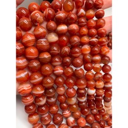 Каменные бусины, Сардоникс, шарик гладкий, 10 мм, длина нити 38 см