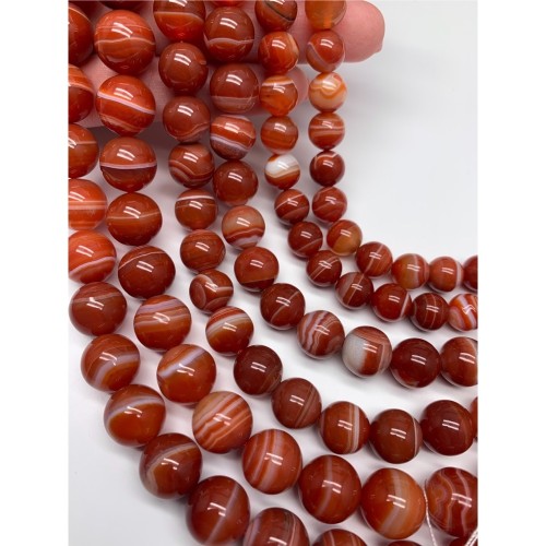 Каменные бусины, Сардоникс, шарик гладкий, 12 мм, длина нити 38 см