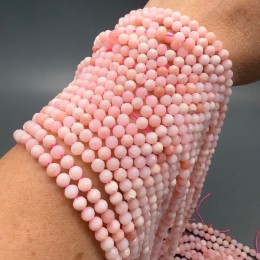 Каменные бусины, Опал розовый, люкс, шарик огранка, 4,5 мм, длина нити 38 см