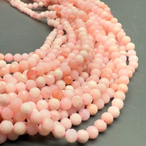 Каменные бусины, Опал розовый, люкс, шарик огранка, 4,5 мм, длина нити 38 см