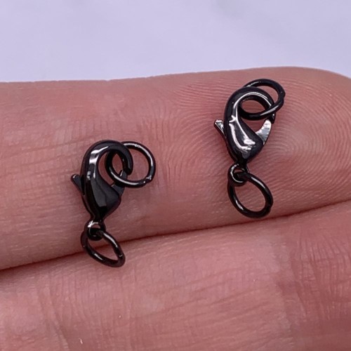 Карабин, замочек, вороненая сталь, 10 мм, с соединительным колечком, цена за 1 шт