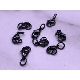 Карабин, замочек, вороненая сталь, 10 мм, с соединительным колечком, цена за 1 шт