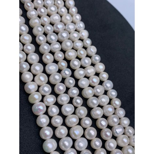 Каменные бусины, Жемчуг, шарик гладкий, 8 мм, длина нити 36 см