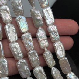 Каменные бусины, Жемчуг, барочный, 5А, люкс, пластина, 18х10 мм, длина нити 39 см