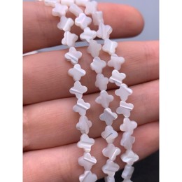 Каменные бусины, Перламутр, белый, клевер, 6х2,2 мм, длина нити 38 см