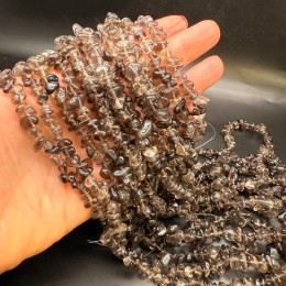 Каменные бусины, Раухтопаз, Дымчатый Кварц, фриформы, 8х5 мм, длина нити 78 см