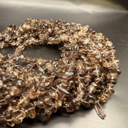 Каменные бусины, Раухтопаз, Дымчатый Кварц, фриформы, 8х5 мм, длина нити 78 см