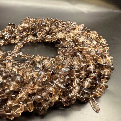 Каменные бусины, Раухтопаз, Дымчатый Кварц, фриформы, 8х5 мм, длина нити 78 см