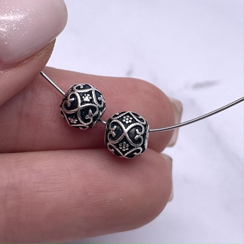 Бусина (широкое отверстие), тайское серебро, размер 8х7,5 мм, цена за 1 шт.