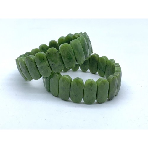Браслет из каменных бусин, Канадский Нефрит, 20х10 мм, 20 пластин