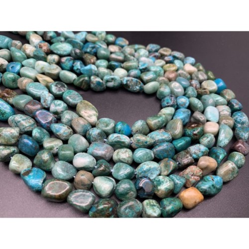 Каменные бусины, Хризоколла, фриформы, 11х8 мм, длина нити 38 см