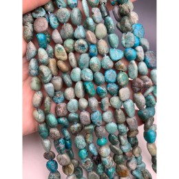 Каменные бусины, Хризоколла, фриформы, 11х8 мм, длина нити 38 см