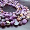 Каменные бусины, Чароит, фриформы, 10-12 мм, длина нити 38 см
