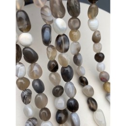 Каменные бусины, Агат серый, фриформы, 10х8 мм, длина нити 38 см