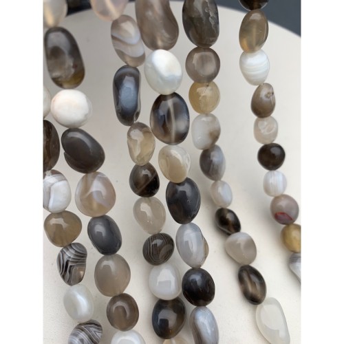 Каменные бусины, Агат серый, фриформы, 10х8 мм, длина нити 38 см