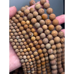 Каменные бусины, Яшма, "деревянная", матовая, шарик гладкий, 10 мм, длина нити 38 см