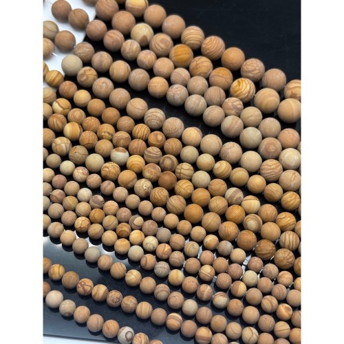 Каменные бусины, Яшма, "деревянная", матовая, шарик гладкий, 6-6,5 мм, длина нити 38 см