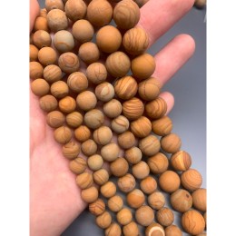 Каменные бусины, Яшма, "деревянная", матовая, шарик гладкий, 8-8,5 мм, длина нити 38 см