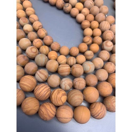 Каменные бусины, Яшма, "деревянная", матовая, шарик гладкий, 10 мм, длина нити 38 см