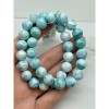 Каменные бусины, Ларимар, люкс, браслет, шарик гладкий, 12 мм, 17 бусин, длина нити 19 см
