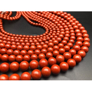 Каменные бусины, Яшма, красная, шарик гладкий 8-8,5 мм, длина нити 38 см