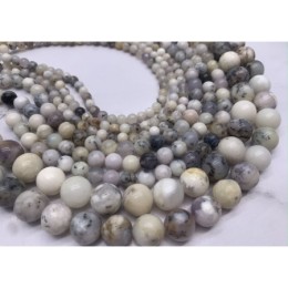 Каменные бусины, Кахолонг натуральный (жемчужный опал), шарик гладкий, 8,5 мм, длина нити 38 см