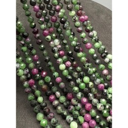 Каменные бусины, Рубицоизит (люкс), шарик огранка 4 мм, длина нити 38 см