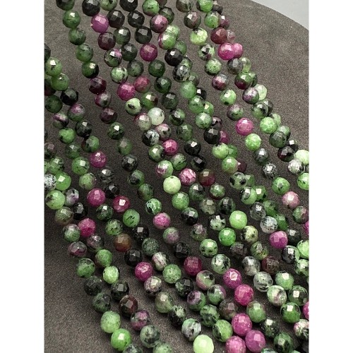Каменные бусины, Рубицоизит (люкс), шарик огранка 4 мм, длина нити 38 см