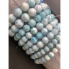 Каменные бусины, Ларимар, люкс, браслет, шарик гладкий, 6,5 мм, 29 бусин, длина нити 19 см
