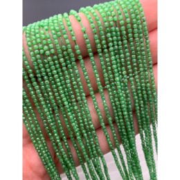 Каменные бусины, Цирконий кубический, (т.н. Циркон), зеленый яблочный кристалл, шарик огранка, 2 мм, длина нити 38 см