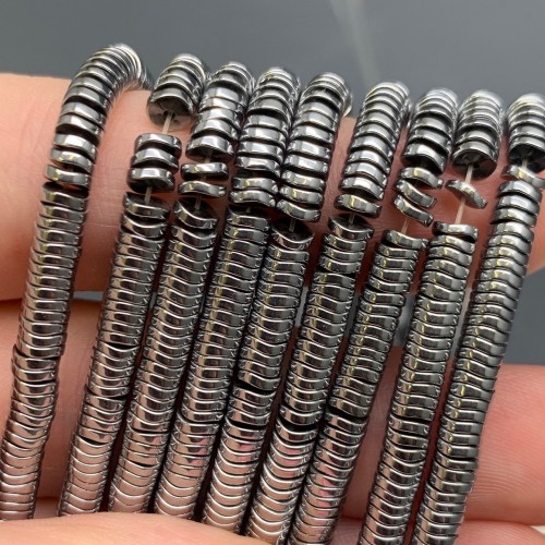 Каменные бусины, Гематит синтетический, серебро, шайба, размер 4х1 мм, нить 38 см