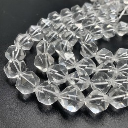 Каменные бусины, Горный Хрусталь, люкс, крупная огранка 14 мм, длина нити 38 см