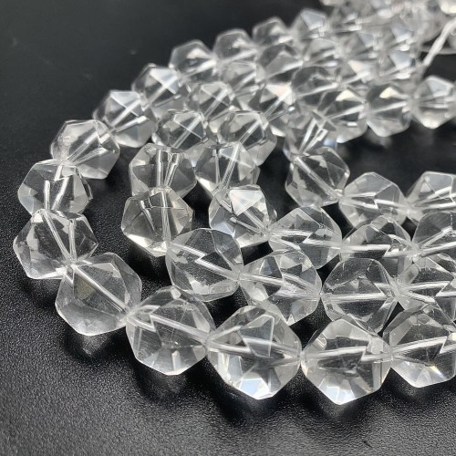 Каменные бусины, Горный Хрусталь, люкс, крупная огранка 14 мм, длина нити 38 см