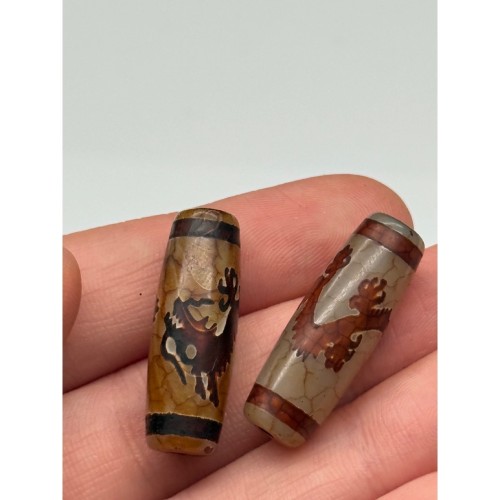 Бусина Дзи "217", Дракон, агат, кракле, 30х10 мм, цена за 1 шт.