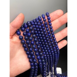 Каменные бусины, Лазурит, люкс, шарик гладкий, 6 мм, длина нити 19 см