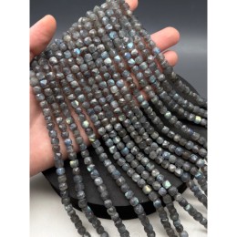 Каменные бусины, Лабрадор, кубик, огранка, 6,5 мм, длина нити 19 см