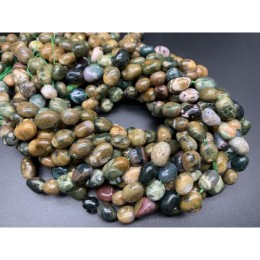 Каменные бусины, Яшма брекчиевая, фриформы, 9х12 мм, длина нити 38 см