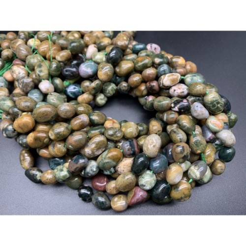 Каменные бусины, Яшма брекчиевая, фриформы, 9х12 мм, длина нити 38 см