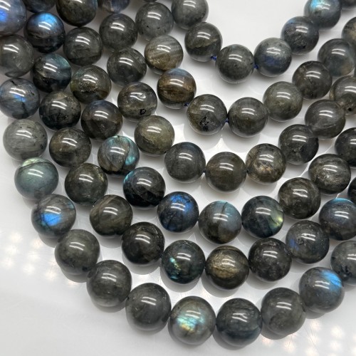 Каменные бусины, Лабрадор, 3А, шарик гладкий, 12 мм, длина нити 39 см