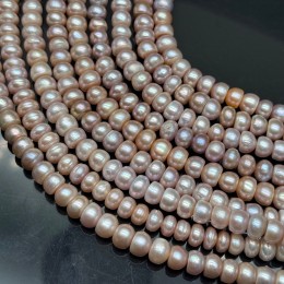 Каменные бусины, Жемчуг, розовый, 7-8 мм, длина нити 38 см