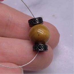 Разделитель с фианитами, латунь, цвет черный, размер 7х3 мм