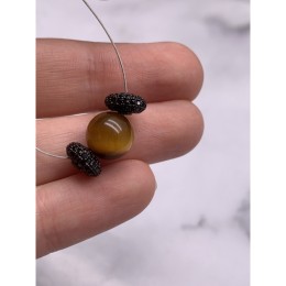 Разделитель с фианитами, латунь, цвет черный, размер 11 х 5,5 мм