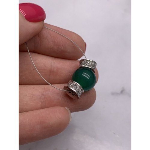 Разделитель с фианитами, латунь, цвет родий, размер 8х4,5 мм, цена за 1 шт