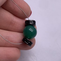 Разделитель с фианитами, латунь, цвет черный, размер 9х4 мм