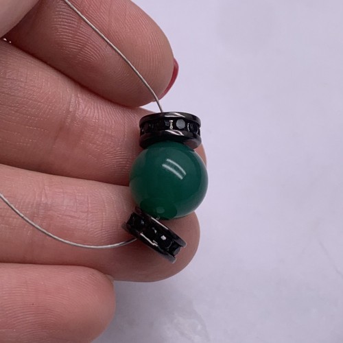 Разделитель с фианитами, латунь, цвет черный, размер 9х4 мм