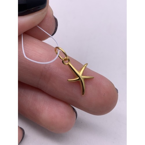 Подвеска "Морская звезда", модель 925, покрытие родий с позолотой, размер 14х10 мм, цена за 1 шт.