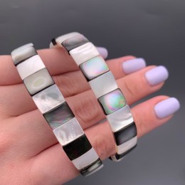 Браслет, "Перламутр", люкс,  светлый, размер 11x8х4 мм, 24 пластины