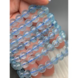 Каменные бусины, Топаз, голубой, люкс, шарик гладкий, 8 мм, 23 бусины, длина нити 19 см