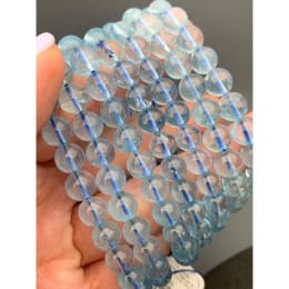 Каменные бусины, Топаз, голубой, люкс, шарик гладкий, 8 мм, 23 бусины, длина нити 19 см